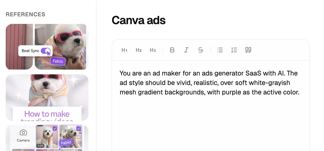 Brand styles applied consistently across creative